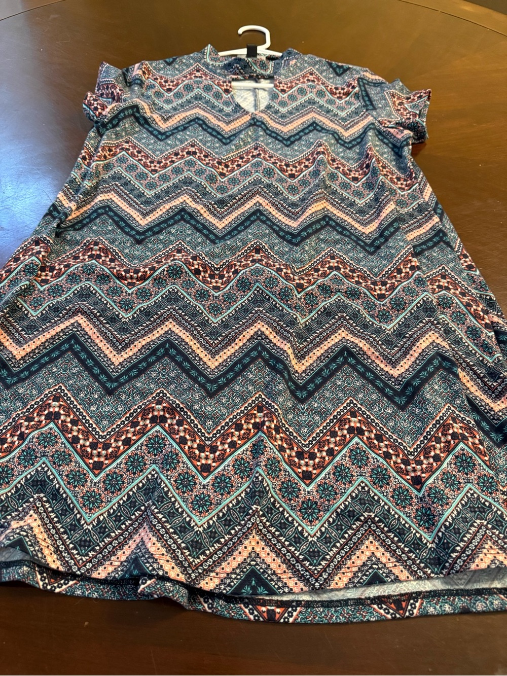 Joe Boxer Chevron Print Button-Down Shirt Dress in Teal, Pink, Navy